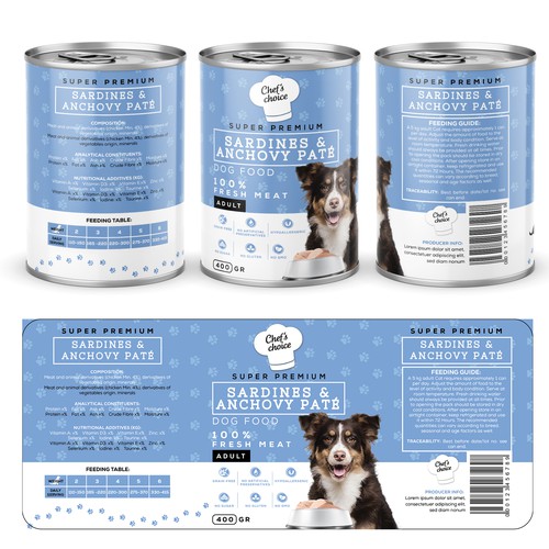 Premium Dog Food Label Design