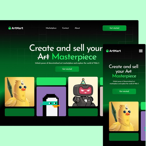 Hero section for an NFT website