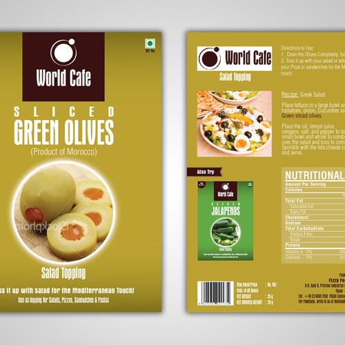 Product Label for 'World Cafe' - Salad Toppings
