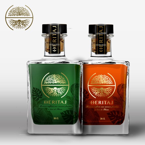 Label design tropical rum. 
