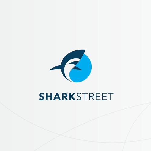 Flat simple geometric logo for shark street.