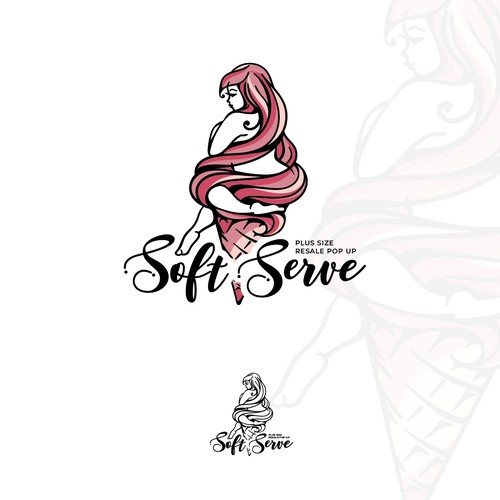 Curvy Girl Sitting in an Ice Cream Cone Logo