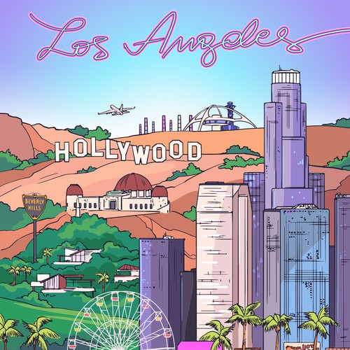 Los Angeles Luggage Illustration - VECTOR