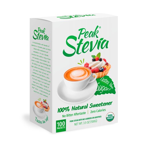 Stevia box for a natural and carefree brand.