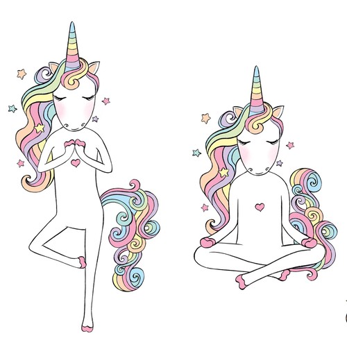 Unicorns doing yoga