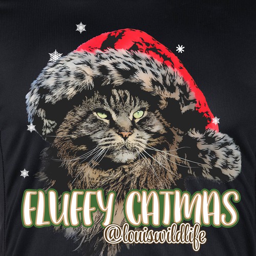 Classic cat christmas t-shirt design.