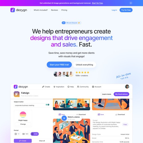 Web Page Design For a All-In-One Design Software Solution