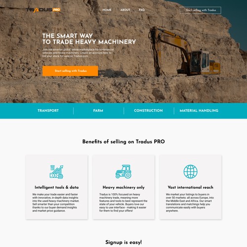 Landing page for Tradus