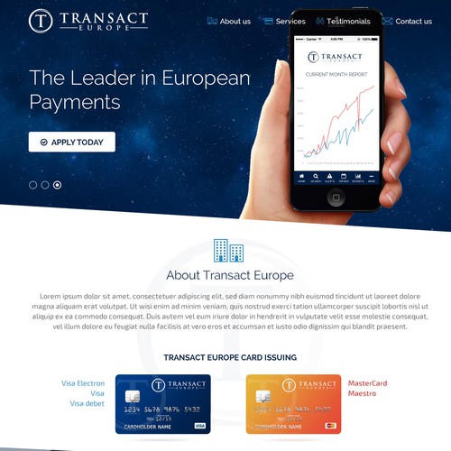 Create a website for a European Bank!