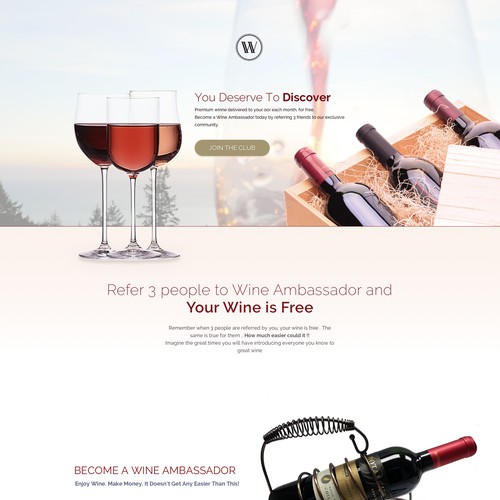 Bold concept wine club landing page