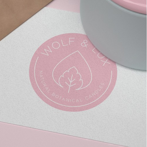 Instagram-worthy feminine logo for Wolf & Lux candle and skincare brand.