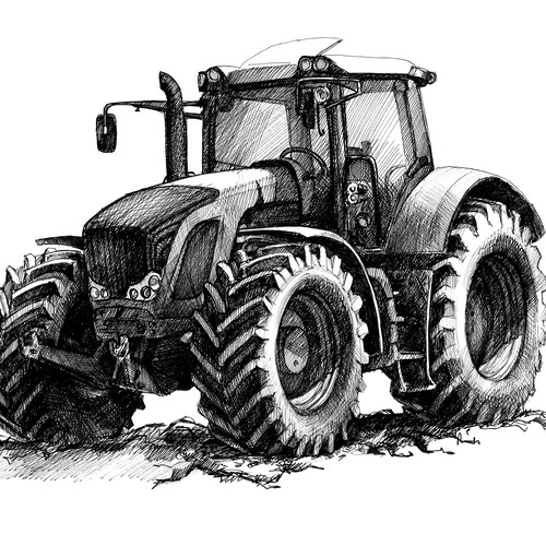 Tractor. Hand drawn sketch