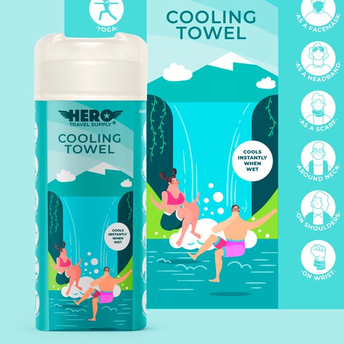 Design a label for a Cooling Towel bottle