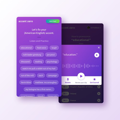 Language learning app concept