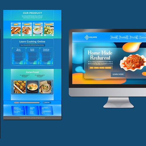 Home Made Restaurant  One Page Website Template Glass Effect 