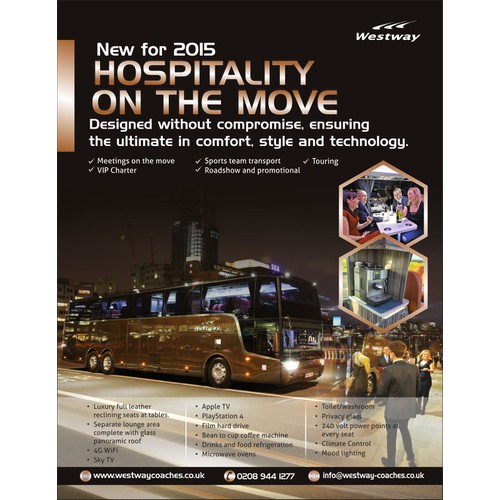 Create a luxurious online flyer for a London coach provider.