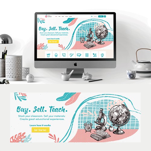 Header for teachers e-commerce site