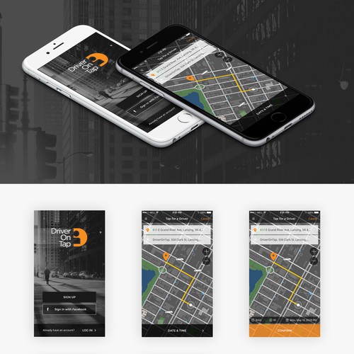 Uber-esque App Design, Luxury feel for new driving application in NYC