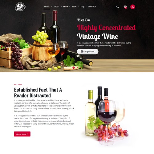 Online wine shop website design