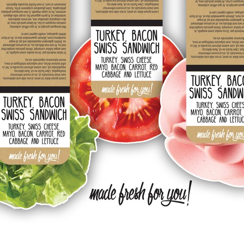 Label for pre packaged sandwiches, wraps & rolls