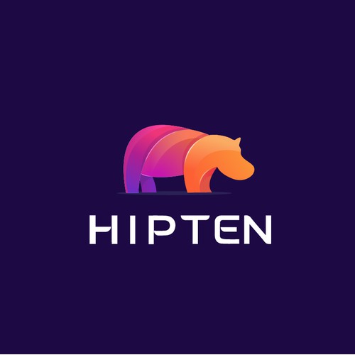 Fun Bold Hippo Logo for Hipten