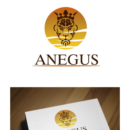Create a unique and modern design of a Kings face incorporated within Africa or a Crown for ANEGUS