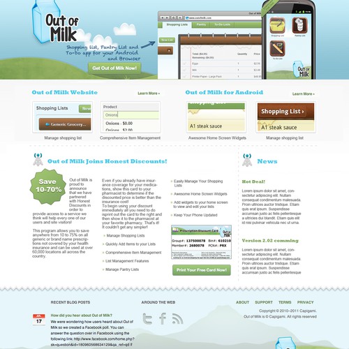 Out of Milk: Homepage Re-Design