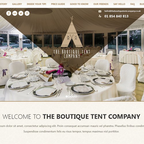 Informational website for an event organizing company