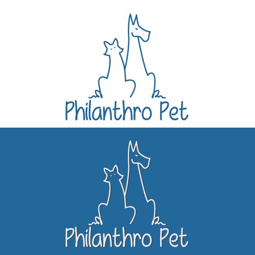 Create a sophisticated line drawing of a cat and dog for a non-profit's logo.