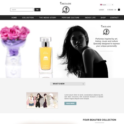 Create Homepage for a new brand of high end artisan perfume for China users