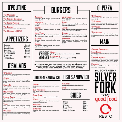 Restaurant menu