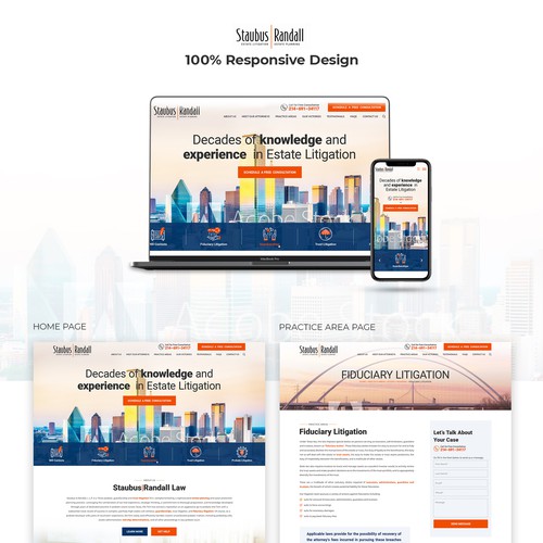Website design for "Staubus and Randall" a Texas probate, guardianship and trust litigation firm, complemented by a sophisticated estate planning and asset protection planning practice.