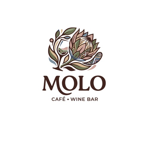 Molo cafe & wine bar logo design 