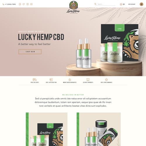 Landing page design for CBD oil products