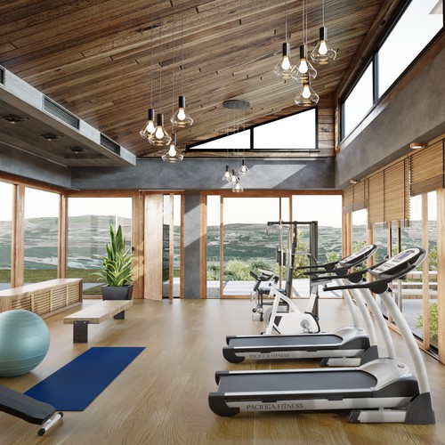 3d rendering for an open space gym