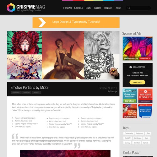A designer portfolio showcase website, CrispMe.com needs a makeover!