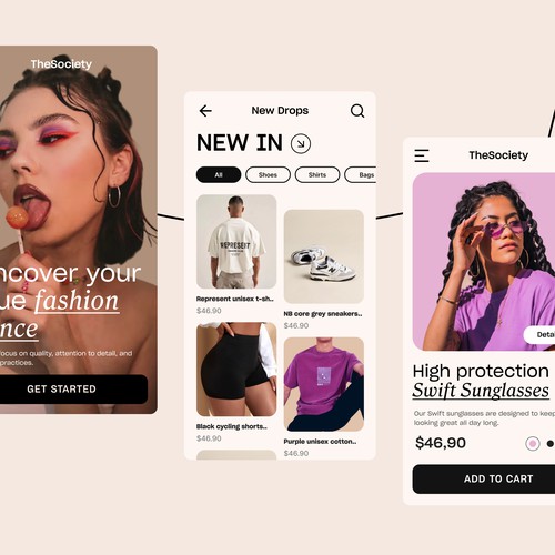 Visually stunning e-commerce fashion app design