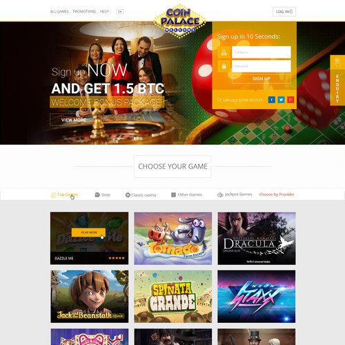 Home page design for Casino game