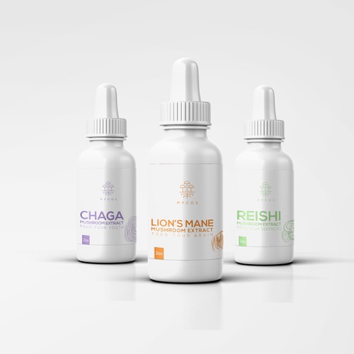 Label design for a supplement dropper bottle. 