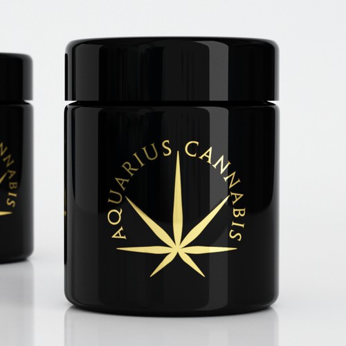 logo and business card for Aquarius Cannabis