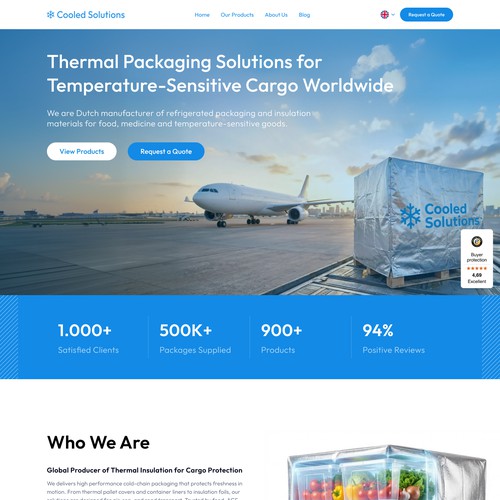 B2B Cold Chain & Thermal Packaging Web Page UI/UX Design