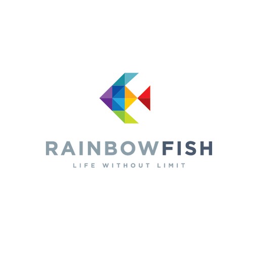 Modern & geometric, colorful fish logo