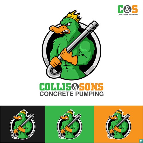 Pumping concrete mascot logo - Collis & Sons 