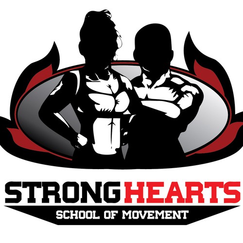 Create a logo for StrongHearts School of movement (CrossFit/Movenat/Boxing school)