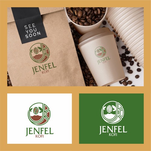 logo concept for green natural coffe shop green natural