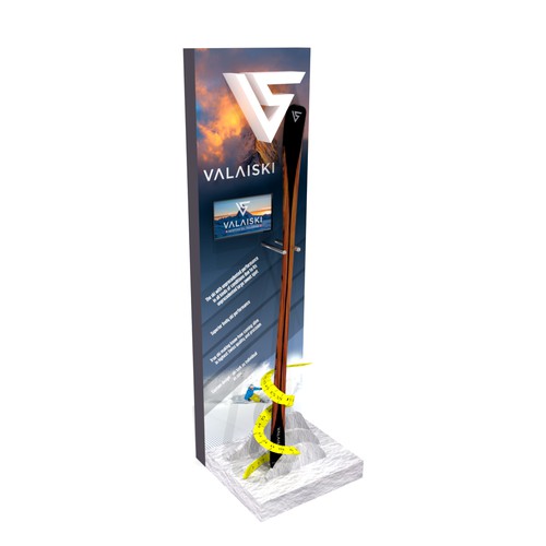 In store display stand for tailored skis