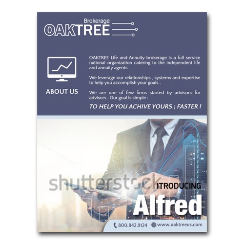 A sophisticated brochure for insurance agents and investment advisors.
