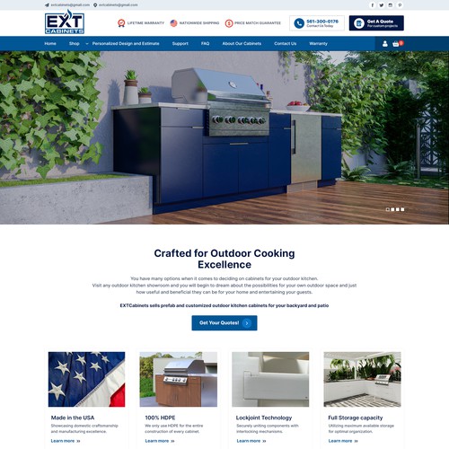 Website for outdoor kitchen cabinet company