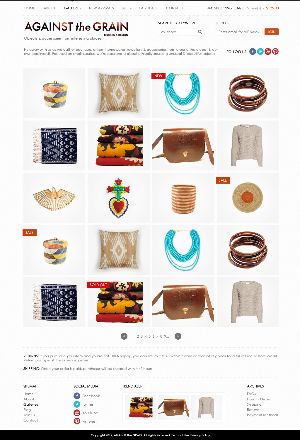 website design for AGAINST THE GRAIN objects & design 