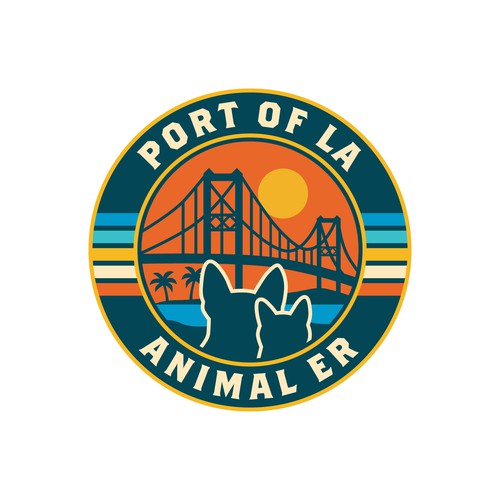 surf -style logo for an animal ER in Los Angeles